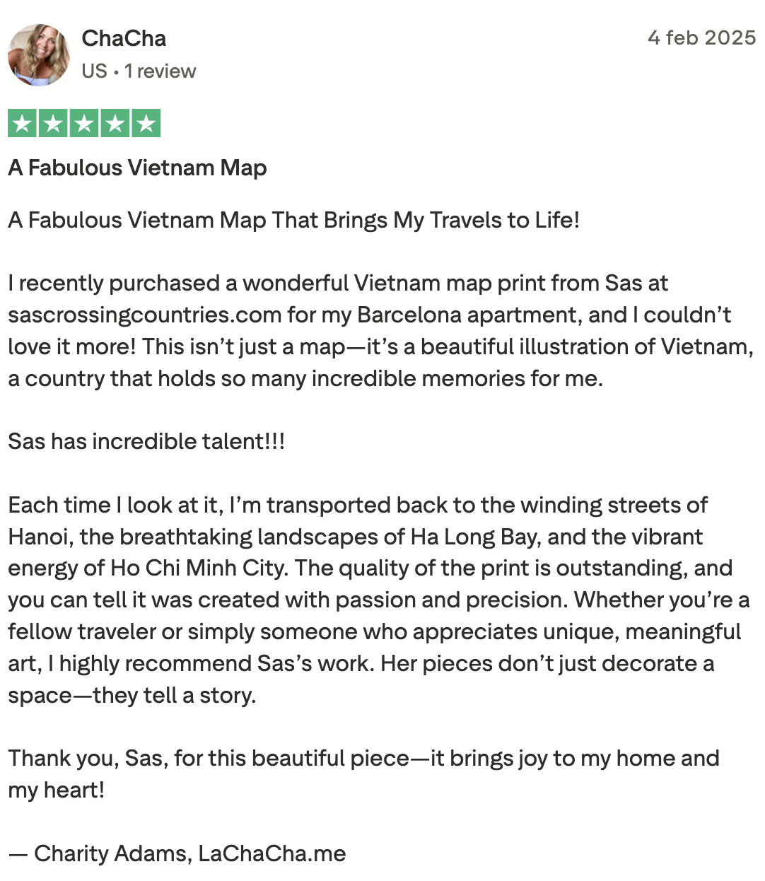 Review from a customer who bought an illustrated map of Vietnam